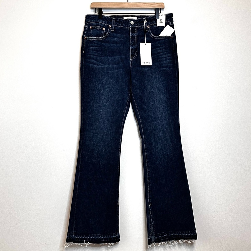 NWT TRAVE Faye Demi Slim Boot Flare High Rise Ankle Slits Split Hem Jean 31